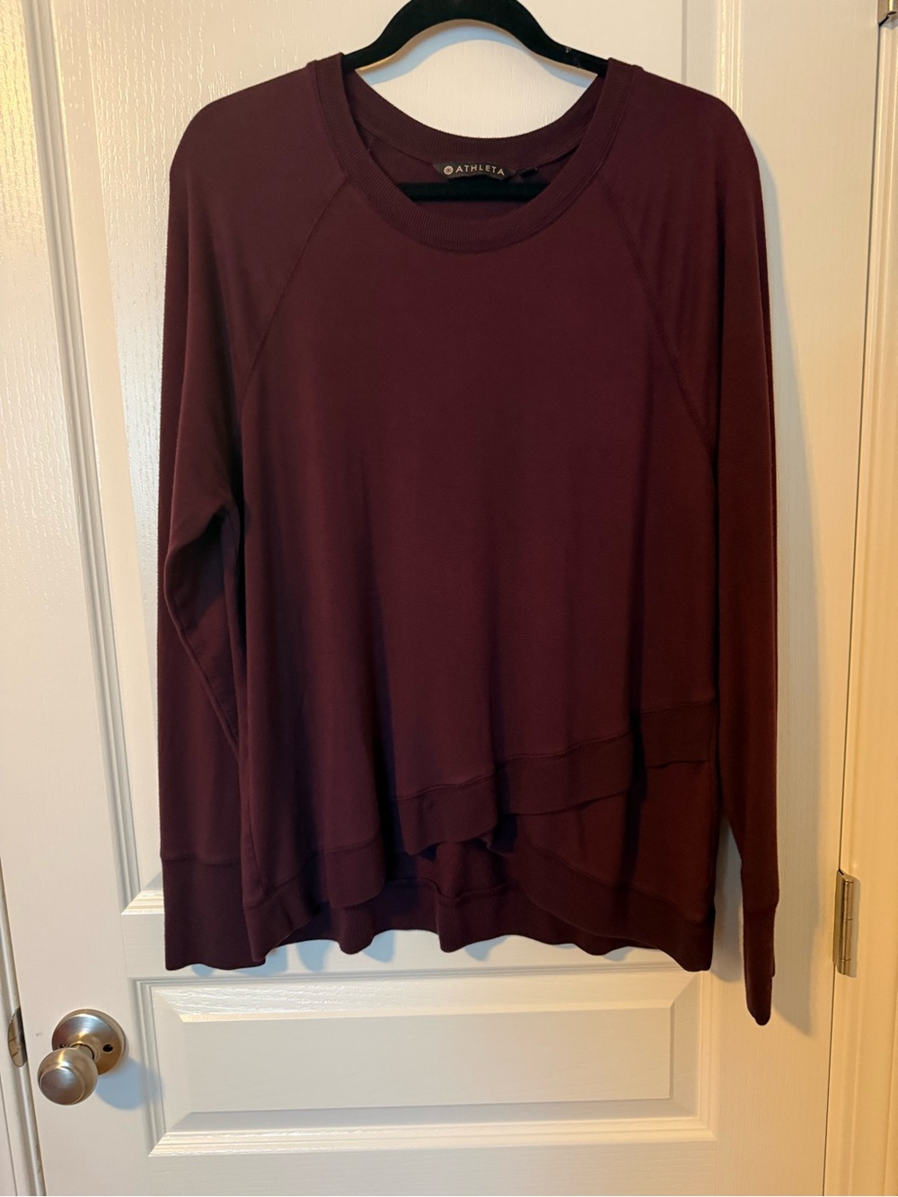 Athleta Wine Ruffled-Hem Long Sleeve Pullover